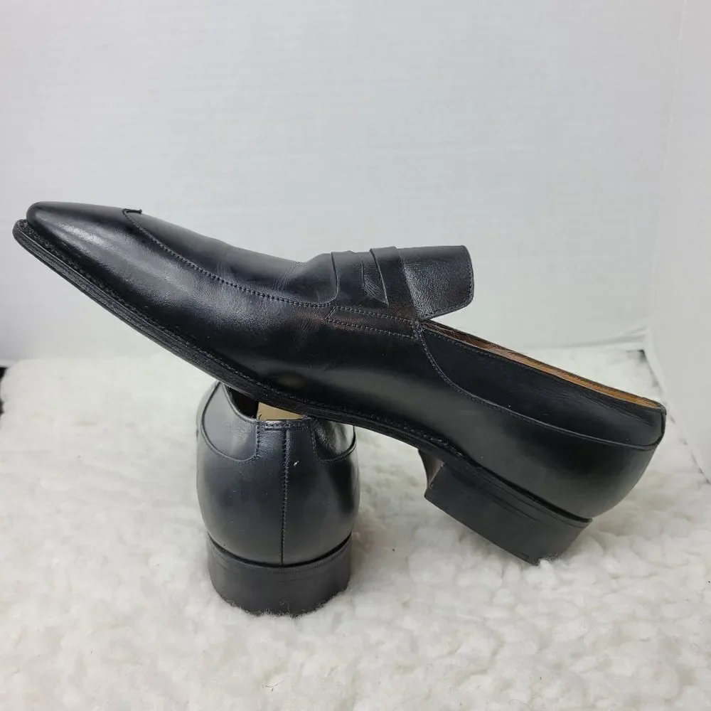J.M. Weston Men's Penny Loafer Size 9 D Black Leather Pointed Toe Shoes